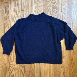 J Crew Collection Sweater Womens S Navy Blue 100% Italian Cashmere Mockneck